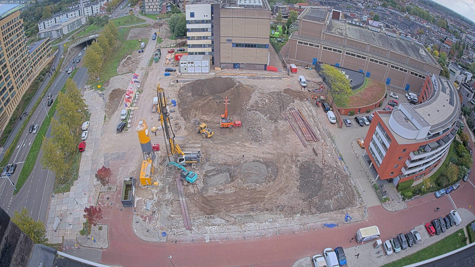 Woningbouwproject LEAD in Leiden, vastgelegd met een bouwcamera