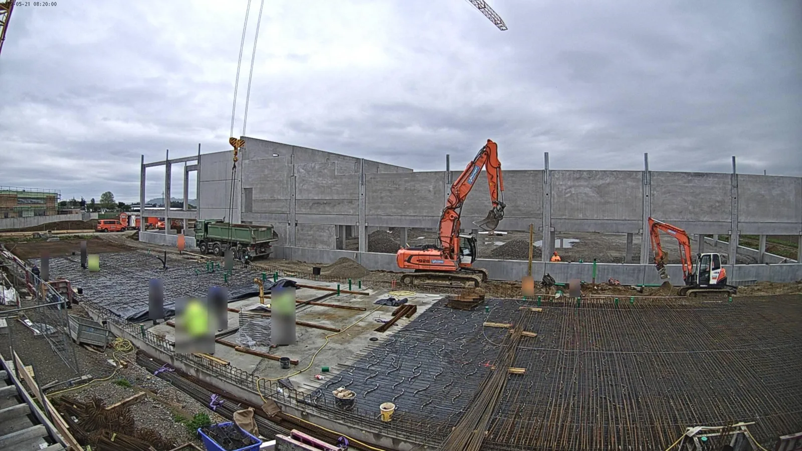 Construction site with automatically blurred people