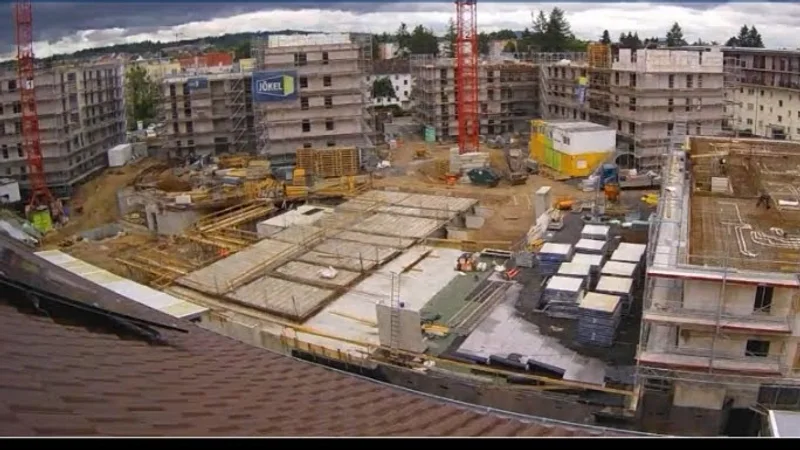 Real BauTV+ time-lapse: 3 years of construction progress of a residential quarter
