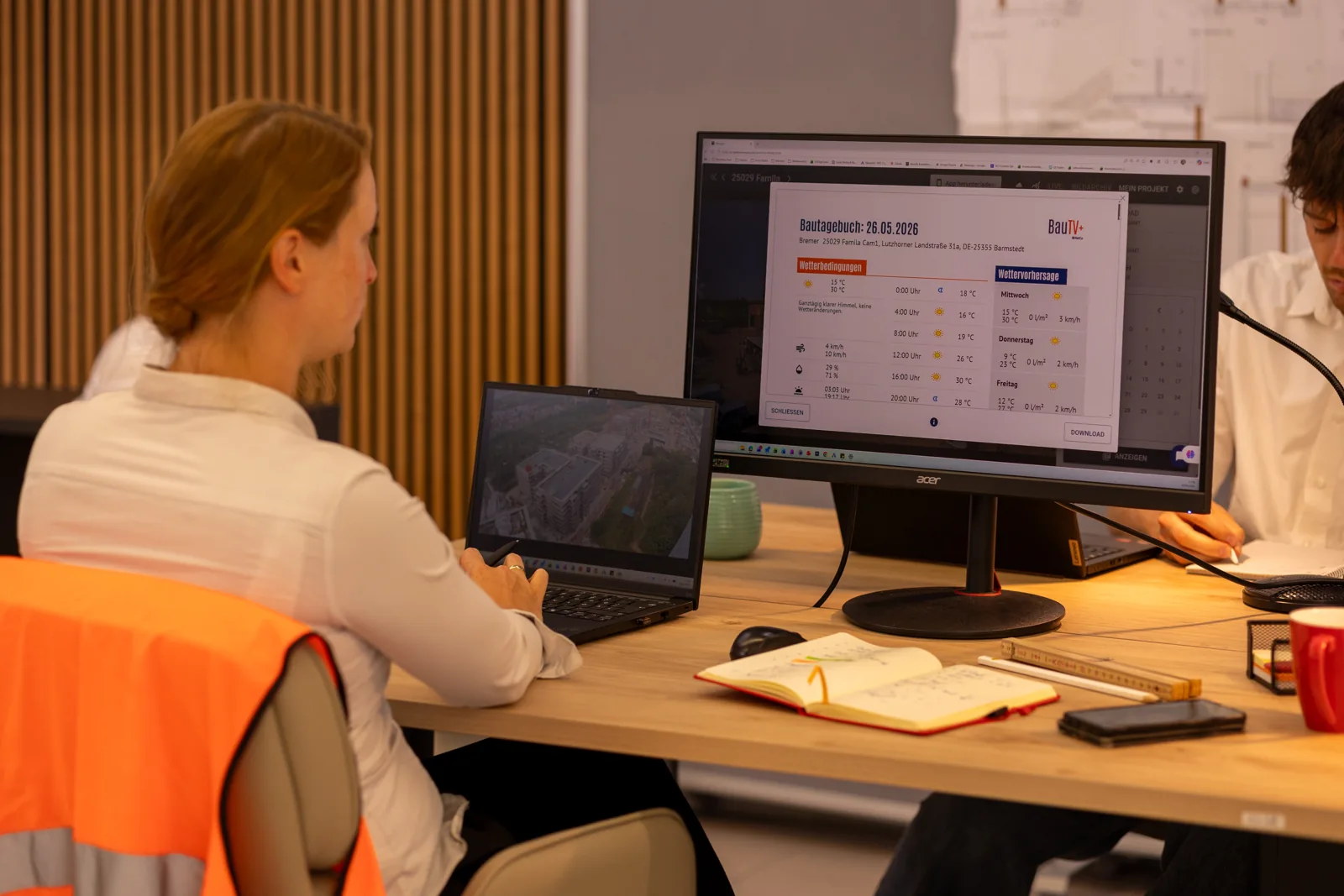 Digital site diary with weather data in the BauTV+ portal