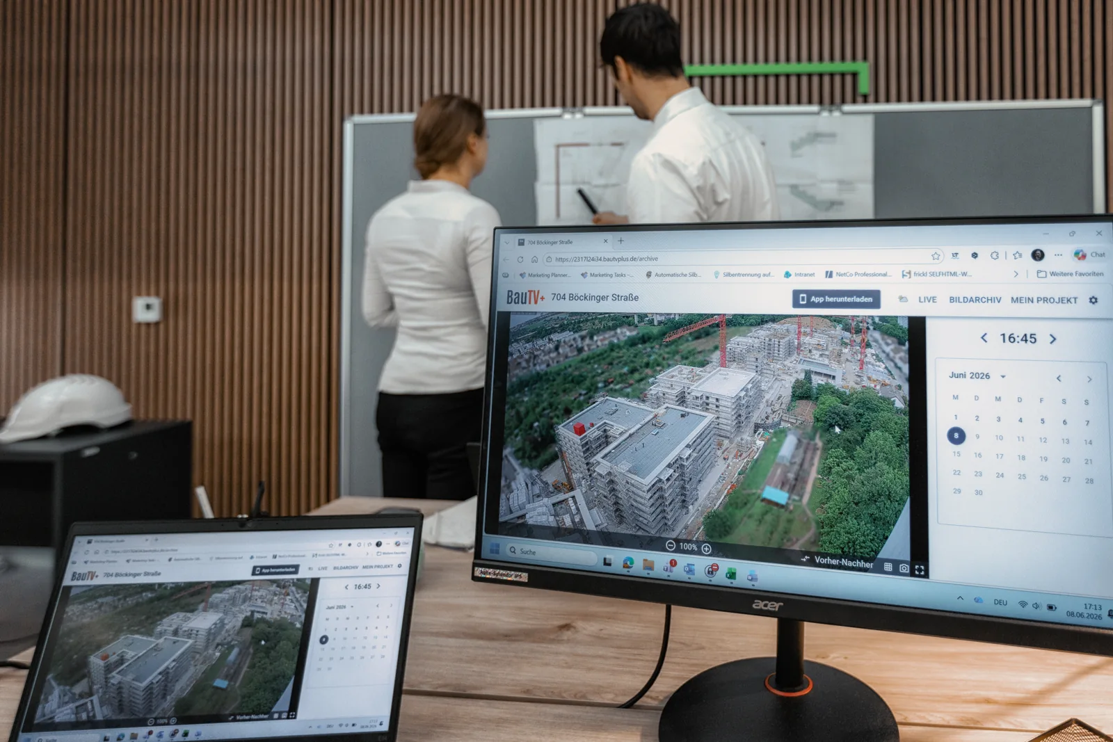Site diary in the BauTV+ portal at the office workplace