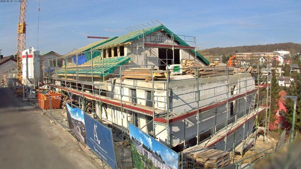 Apartment building monitored with a construction site webcam