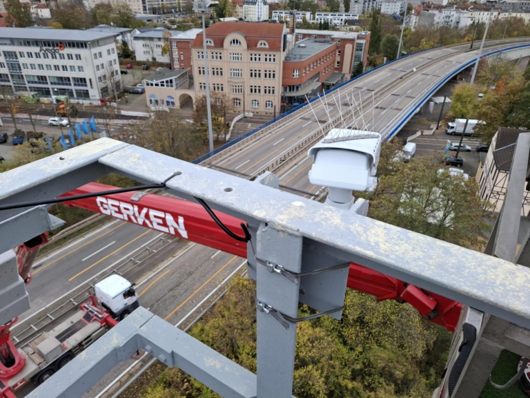Camera installation on the Ring Bridge in Magdeburg